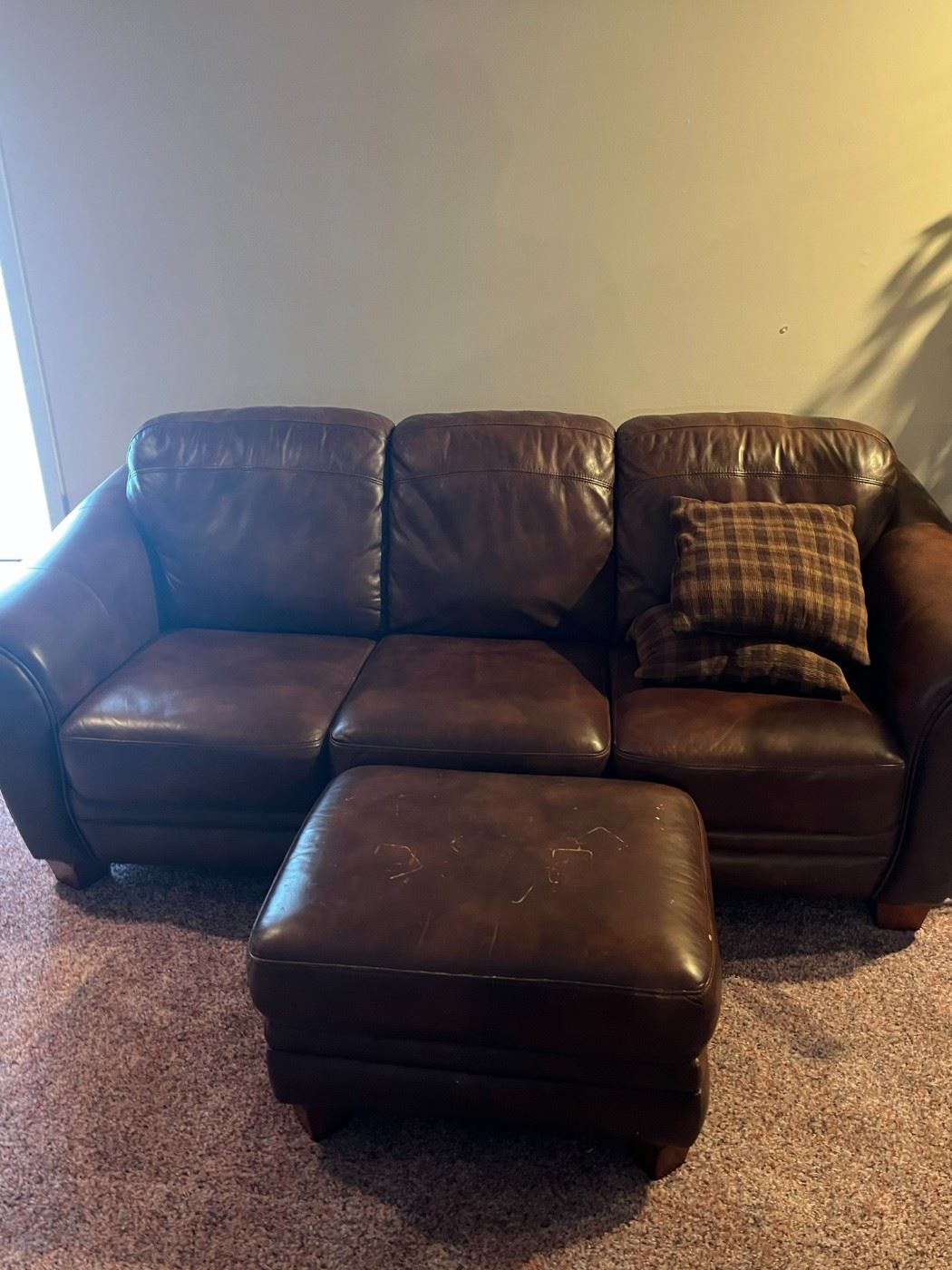 Leather Sofa and Ottoman