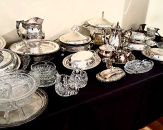 Beautiful silverplate and crystal