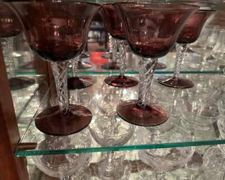 Blenko Amethyst air twist glasses 