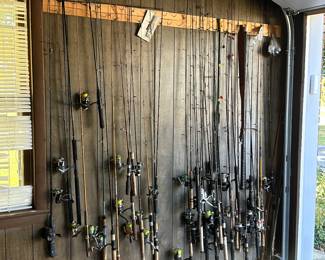 These fishing rods are a representation of the quantity and quality that will be available. Seller still has to decide which he is selling and which he is keeping, but the majority will sell AND there is another large area of poles not pictured, many of which will be in the estate sale. 