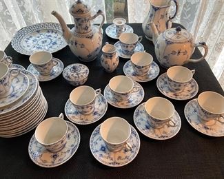 Royal Copenhagen Blue Fluted, Full and Half Lace Coffee and Tea Set