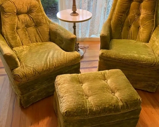 1970’s lime green velvet chairs! Awesome!  Great condition!