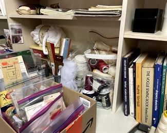 Sewing supplies and books