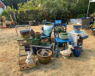 Vintage furniture and yard art