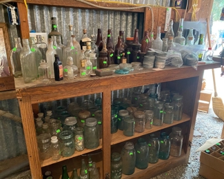 Vintage ball jars and bottles