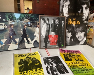 Vintage Rock Promotion posters, Beatles and Rolling Stones posters framed