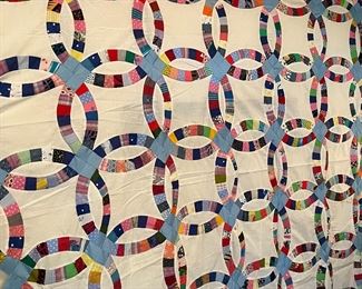 Handmade double wedding ring quilt top