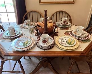 Ceramic tile top table w 4 oak chairs
