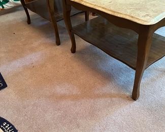 Pair marble top end tables