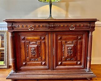 antique walnut buffet-$1,400 57.5” wide 23” deep 40” high