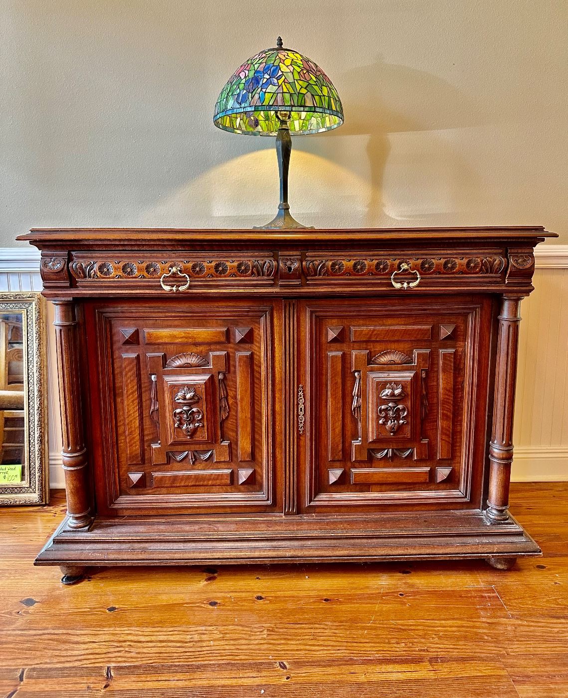 antique walnut buffet-$1,400 57.5” wide 23” deep 40” high
