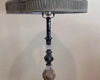 Brass and marble base table lamp