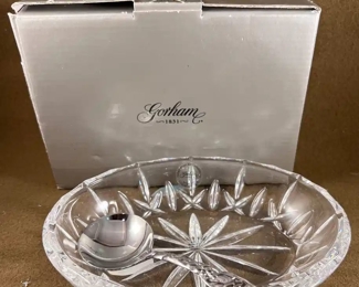 Gorham lead crystal dish and serving spoon (new in box)