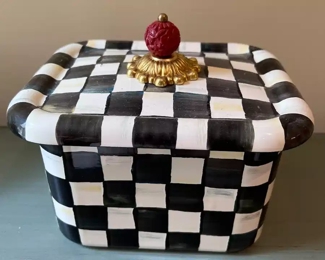 MacKenzie-Childs decorative checkered covered dish