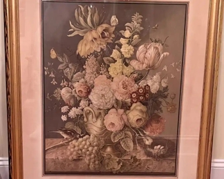 Framed floral still life by Joseph Nigg