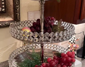 3 tier rhinestone and silver plated display stand