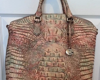 Brahnim leather alligator pressed handbag