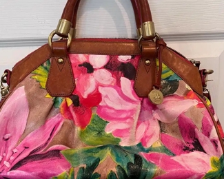 Brahmin leather floral print purse