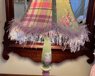 Painted wood base table lamp