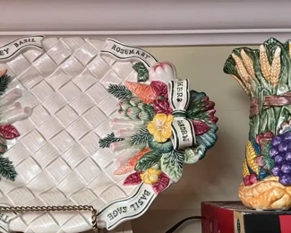 Fitz and Floyd serving platter and pitcher