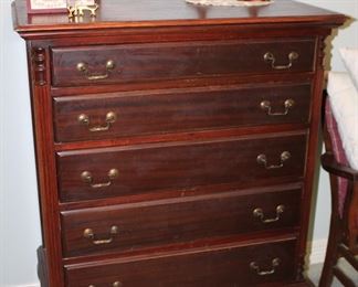 solid mahogany five-drawer chest