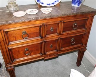 Ethan Allen two-drawer chest, marble top