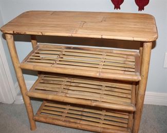 rattan table with shelves