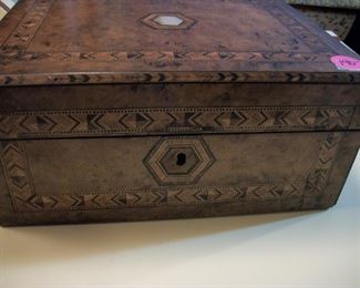 Marquetry box with inlaid mother-of- pearl, very old