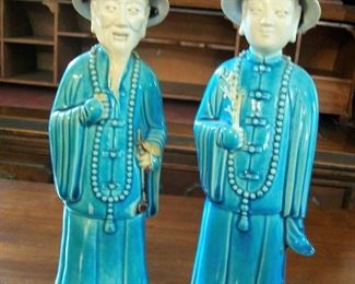 Pair of Chinese figures, 10.5 inches tall