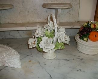 Italian ceramic Rose Basket