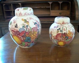 Pair of Ginger jars. 8.25 and 5.25 in tall.