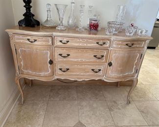 Lovely Buffet is perfect compliment to dining room , French sideboard measures 60 inches wide, 19 deep and 38 high