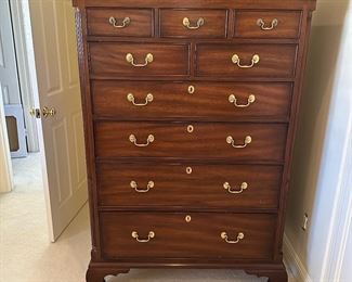 Henkel- Harris 9 drawer tall dresser extraordinaire is pristine and amazing quality, measures 44 wide by 24 deep by 65 inches high