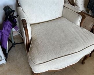 One arm upholstery rough, small spot on seat, hope you can rescue this one, 31” wide, 35 “ deep