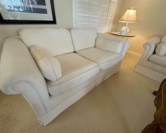 Ethan Allen Loveseat with high quality fabric is 64” wide x 34 deep and 30 high