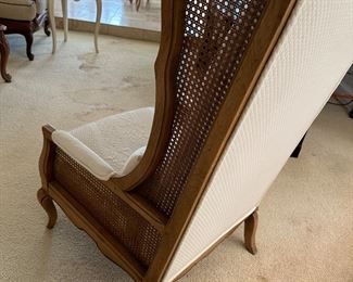 Side view of caning on wing back chair 48 inches high