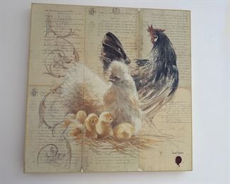 Large canvas with Glicee chickens 