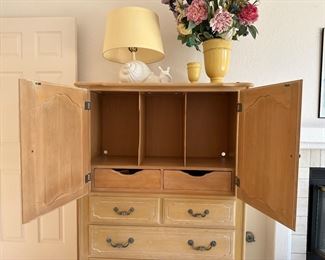 Inside of Ethan Allen tall boy chest dresser 