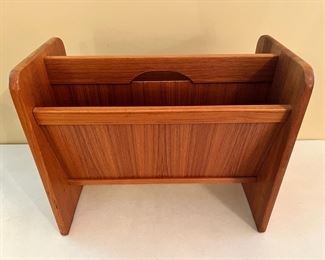 Vintage Danish Modern teak magazine rack by FBJ Mobler with original label