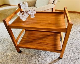 Danish Modern teak tea bar cart