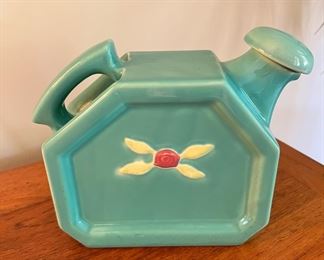 Vintage Coors Pottery aqua colored Rosebud water server with original cap and cork in excellent condition
