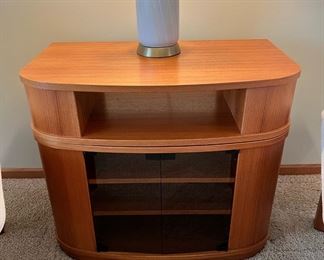 Vintage Danish Modern swivel-top teak tv cabinet by FBJ Mobler