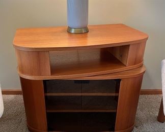 Vintage Danish Modern swivel-top teak tv cabinet by FBJ Mobler