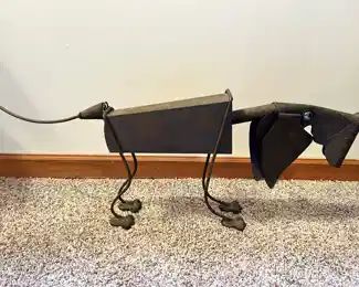 Metal dog sculpture