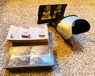 Antique stereoscope and stereocards