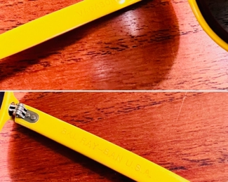 Vintage Ray-Ban Vagabond Sunglasses in rare Red-Orange-Yellow color combo.  This pair features the Olympic Rings as they were issued right after the US Olympic Committee selected Ray-Ban to outfit US Olympians & comes with original case and info cloth