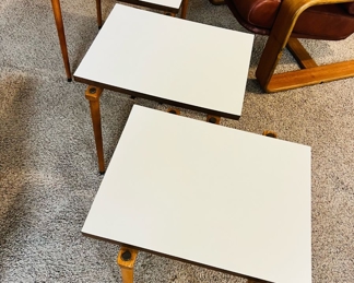 Vintage Danish white lacquered top nesting tables