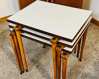 Vintage Danish white lacquered top nesting tables