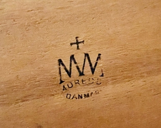 Vintage Moreddi teak surfboard coffee table with rattan shelf.  55”W x 20 1/2”D x 16”T