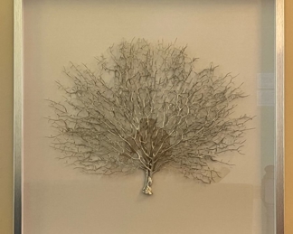 Framed tree-splice in silver tone